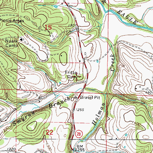 Topographic Map of Fritts Cemetery, AR