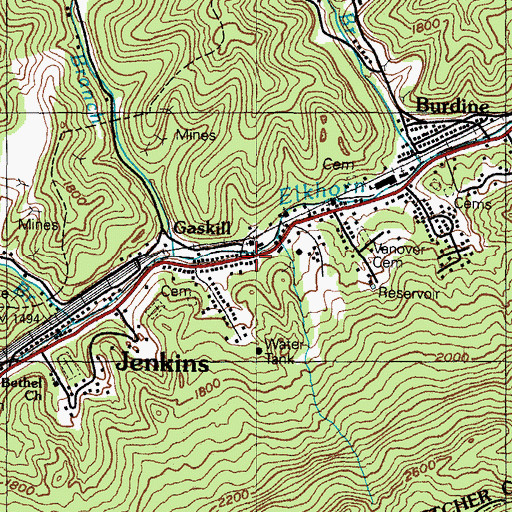 Topographic Map of Gaskill, KY
