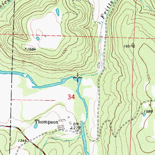 Topographic Map of Fritts Creek, AR