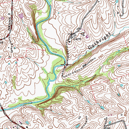 Topographic Map of Gathright Branch, KY