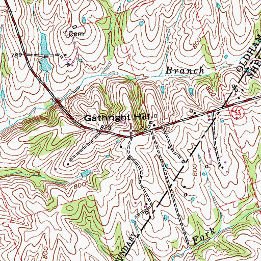 Topographic Map of Gathright Hill, KY