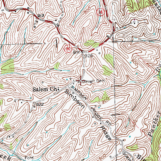 Topographic Map of Gaugh Cemetery, KY