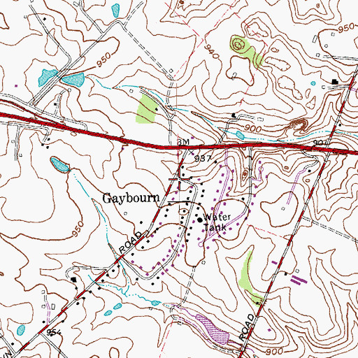 Topographic Map of Gaybourn, KY