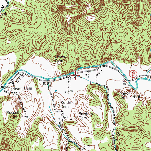 Topographic Map of Gee Branch, KY