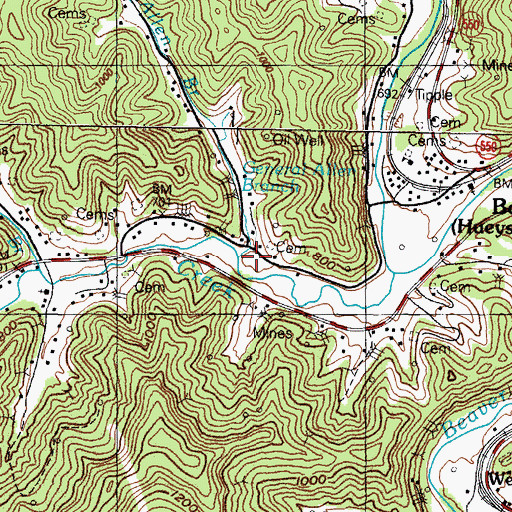 Topographic Map of General Allen Branch, KY