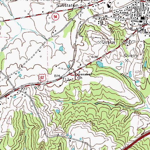 Topographic Map of General Church, KY