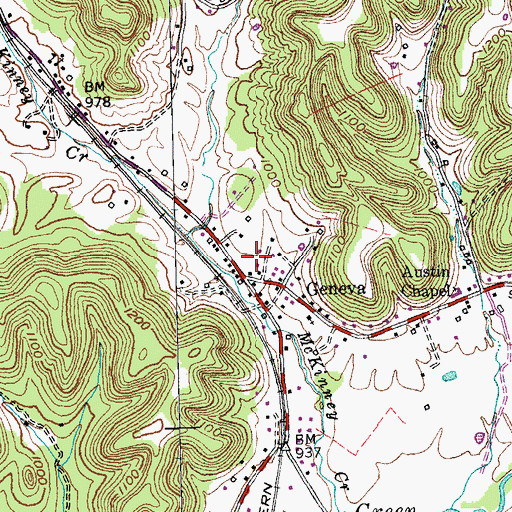 Topographic Map of Geneva, KY