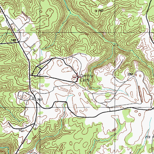 Topographic Map of Gentry Cemetery, KY