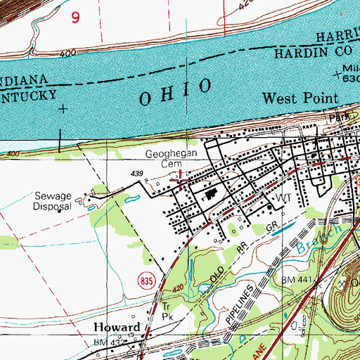 Topographic Map of Geoghegan Cemetery, KY