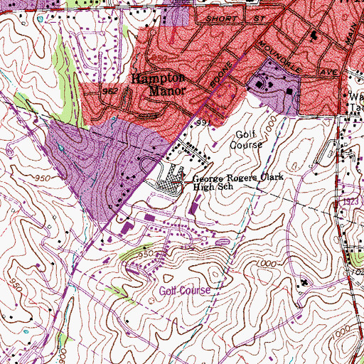 Topographic Map of George Rogers Clark High School, KY