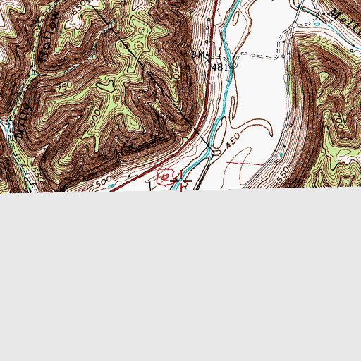 Topographic Map of Georges Creek, KY