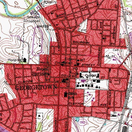 Topographic Map of Georgetown, KY