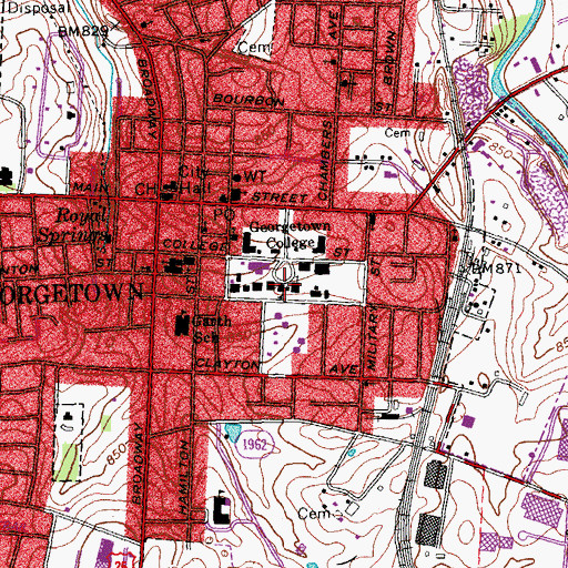 Topographic Map of Georgetown College, KY