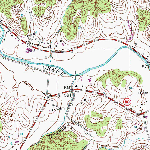 Topographic Map of German Branch, KY