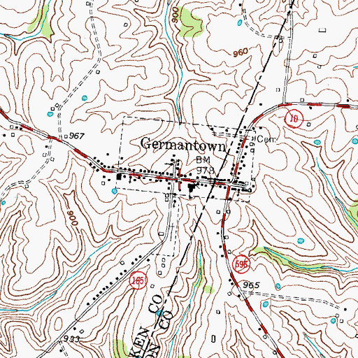 Topographic Map of Germantown, KY