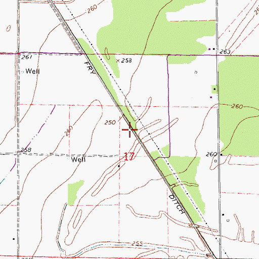 Topographic Map of Fry Ditch, AR