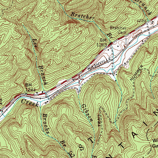 Topographic Map of Gibson Branch, KY