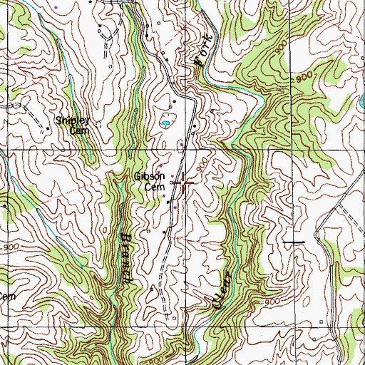 Topographic Map of Gibson Cemetery, KY