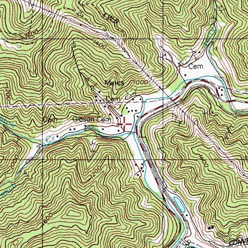 Topographic Map of Gibson Cemetery, KY