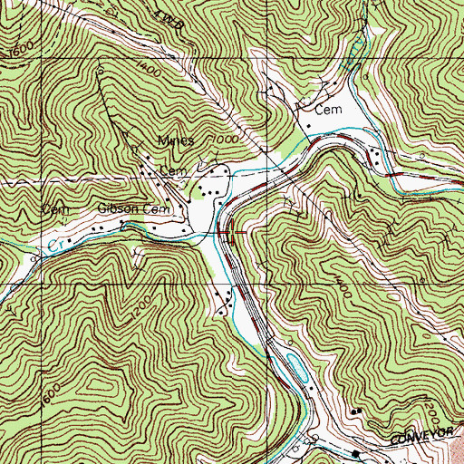 Topographic Map of Gibson Creek, KY