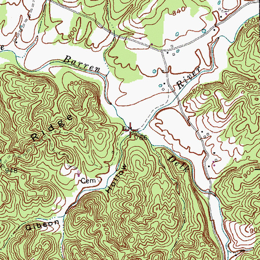 Topographic Map of Gibson Hollow, KY