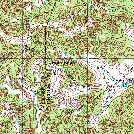 Topographic Map of Gibson Knob, KY