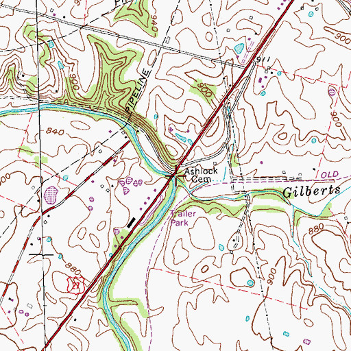 Topographic Map of Gilberts Creek, KY
