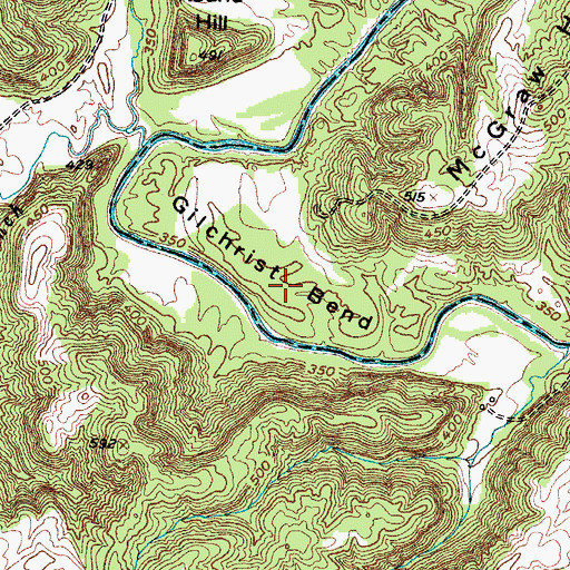 Topographic Map of Gilchrist Bend, KY