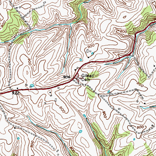 Topographic Map of Gilead Cemetery, KY