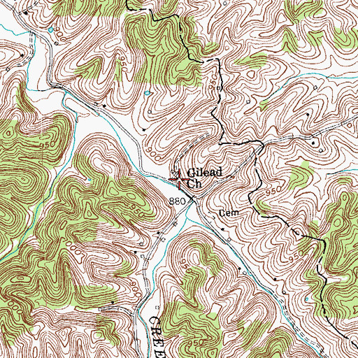 Topographic Map of Gilead Church, KY