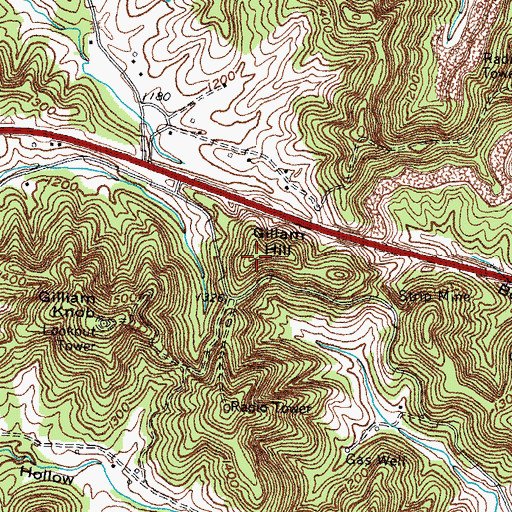 Topographic Map of Gillam Hill, KY
