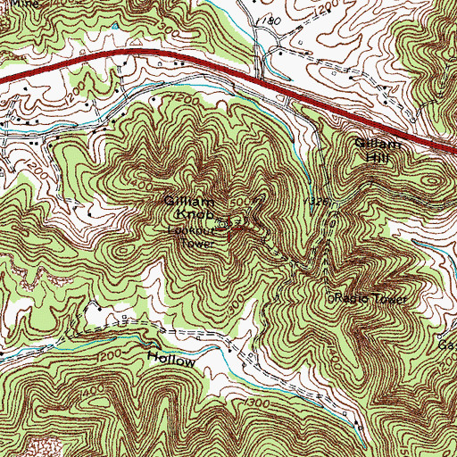 Topographic Map of Gillam Knob, KY