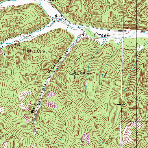 Topographic Map of Gillem Cemetery, KY