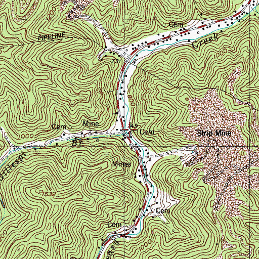Topographic Map of Gillespi Branch, KY
