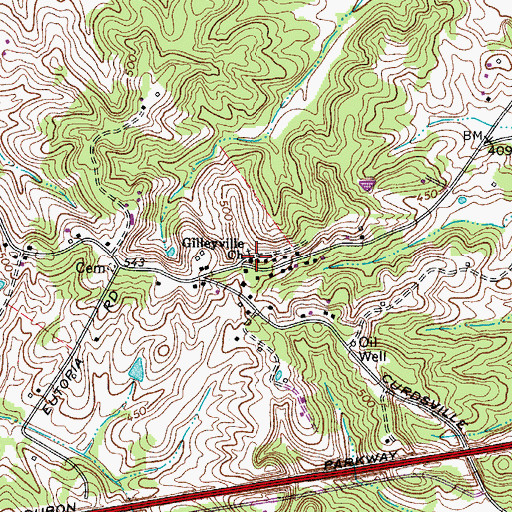 Topographic Map of Gilleyville Church, KY