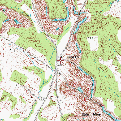 Topographic Map of Gilliland Church, KY