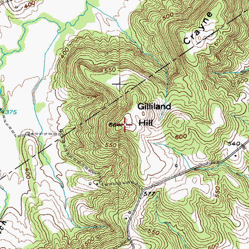 Topographic Map of Gilliland Hill, KY