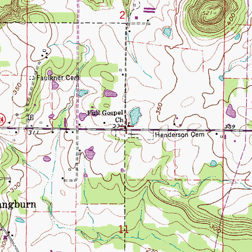 Topographic Map of Full Gospel Church, AR