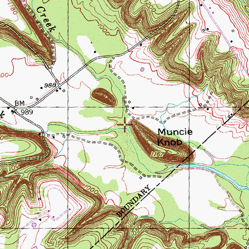 Topographic Map of Gilmore Creek, KY