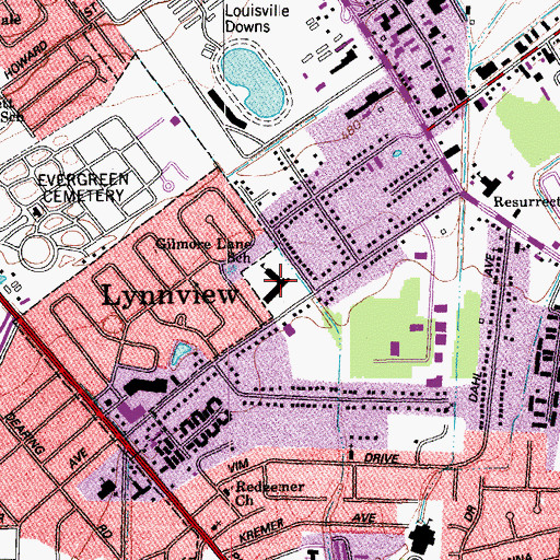 Topographic Map of Gilmore Lane School, KY