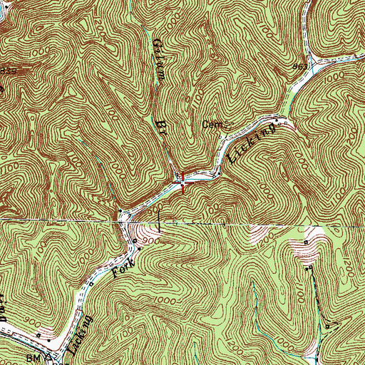 Topographic Map of Gilum Branch, KY