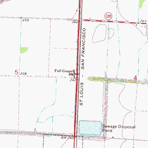 Topographic Map of Full Gospel Church, AR