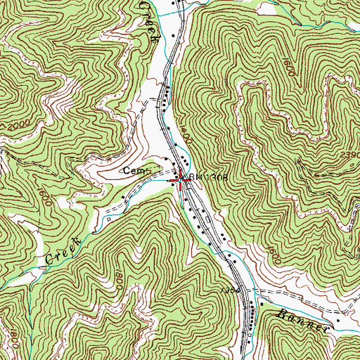 Topographic Map of Ginseng Creek, KY