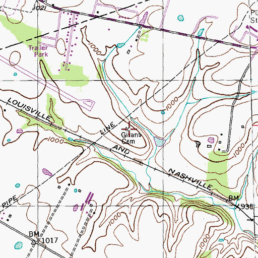 Topographic Map of Givans Cemetery, KY