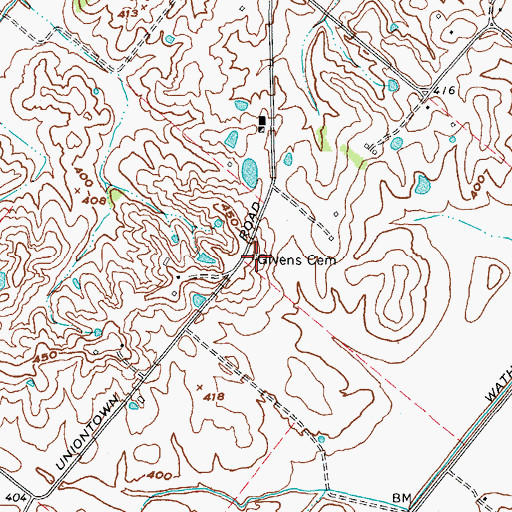 Topographic Map of Givens Cemetery, KY