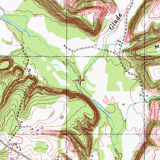 Topographic Map of Glade Fork Creek, KY