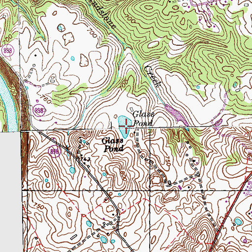Topographic Map of Glass Pond, KY