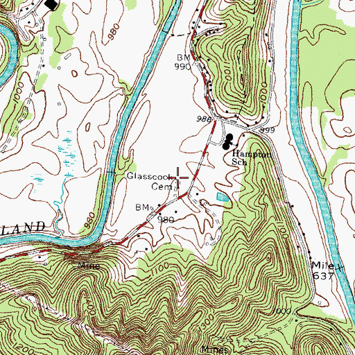 Topographic Map of Glasscock Cemetery, KY