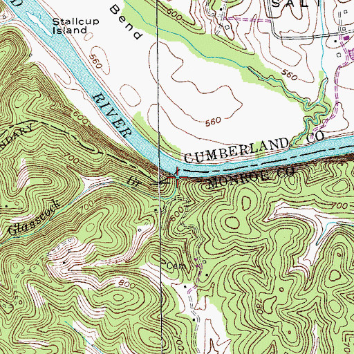 Topographic Map of Glassock Branch, KY