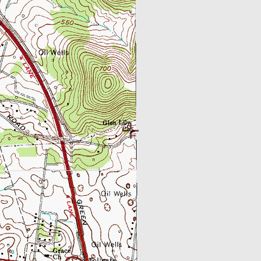 Topographic Map of Glen Lily Baptist Church, KY